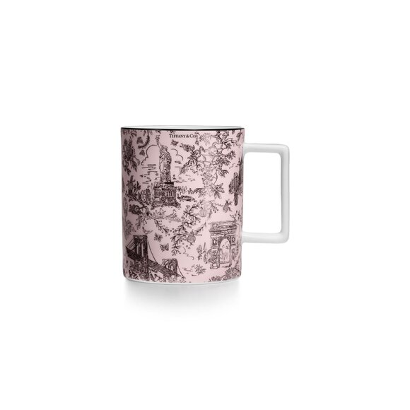 NEW Tiffany & Co. Tiffany Toile New York Mug in Bone China Morganite Pink - Picture 1 of 4